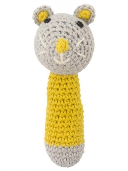 Häkelrassel - Mini Maus - 4 versch. Farben - Baumwolle